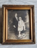 Lot Unic Fotografii Epocă Craiova &ndash; Ofițer WW1 (Ascuns) + Portret Nuntă Anii 1920 &icirc;n Ramă Originală