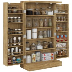HOMCOM Bufet de bucătărie mobilier de bucătărie de depozitare cu 12 rafturi la uși rafturi reglabile 60 x 30 x 104 cm efect lemn natural | Aosom Roman