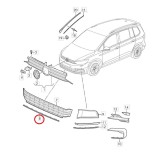 Bandou grila bara protectie fata VW TOURAN (5T), 05.2015-, Centrala, cromat