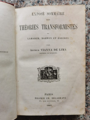 Expose Sommaire Des Theories Transformistes De Lamarck, Darwi - Arthur Vianna De Lima ,553648 foto