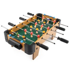 Masa de fotbal cu teren si 18 jucatori Cyrax, 6 manere, cu tablou pentru scor, din metal, lemn si ABS, 51 x 44 x 17.5 cm, cu picioare, pentru copii/ad