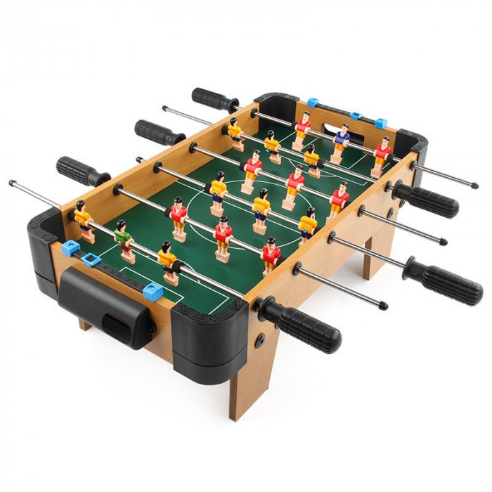 Masa de fotbal cu teren si 18 jucatori flippy, 6 manere, cu tablou pentru scor, din metal, lemn si abs, 51 x 44 x 17.5 cm, cu picioare, pentru copii/a