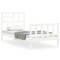 Cadru de pat cu tablie single mic, alb, lemn masiv