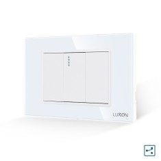 Intrerupator Simplu Cap Scara Mecanic 1M si 2 Taste False LUXION cu Rama din Sticla, Standard Italian, 3M SmartElectro IntelligentHouse
