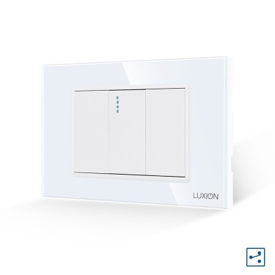 Intrerupator Simplu Cruce Mecanic 1M si 2 Taste False LUXION cu Rama din Sticla, Standard Italian, 3M SmartElectro IntelligentHouse foto