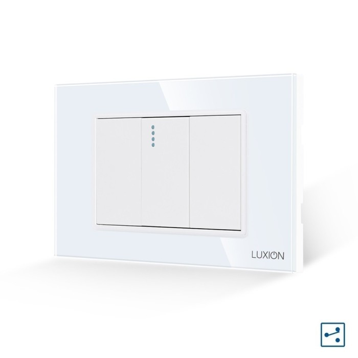 Intrerupator Simplu Cruce Mecanic 1M si 2 Taste False LUXION cu Rama din Sticla, Standard Italian, 3M SmartElectro IntelligentHouse