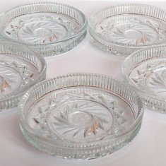 Set 5 farfurii cristal pentru dulceata, model Roza Vanturilor, 10cm diametru