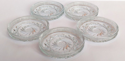 Set 5 farfurii cristal pentru dulceata, model Roza Vanturilor, 10cm diametru foto