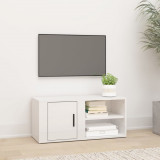 Comodă TV, alb extralucios, 80x31,5x36 cm, lemn prelucrat, vidaXL
