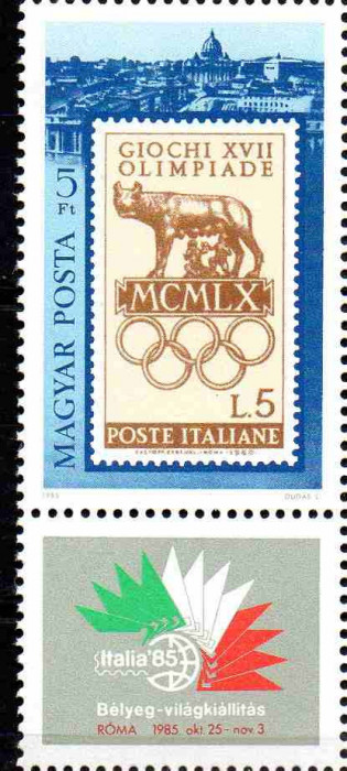 UNGARIA 1985, Expo Italia 85, Olimpiada, Arta, tb/tb, serie neuzata, MNH