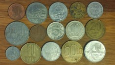 Romania - set 15 monede diferite: 1 leu 5 10 20 50 500 1000 lei + 5 15 25 50 bani include 500 lei eclipsa