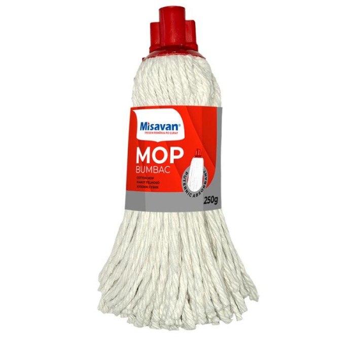 Rezerva mop Misavan, bumbac, 250g, alb