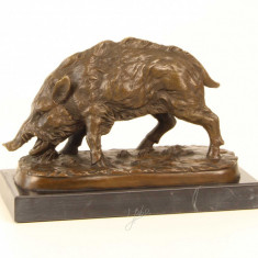 Porc mistret - statueta din bronz pe soclu din marmura KF-15