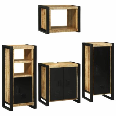 vidaXL Set de mobilier pentru baie 4 pcs Maro Lemn de mango solid 3305678 foto