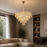 Candelabru din cristal KRAN Regalis, 18xE14, inaltime reglabila, auriu