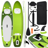 Set placa paddleboarding gonflabila, verde, 330x76x10 cm GartenMobel Dekor, vidaXL