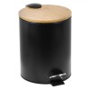 Coș de Gunoi Metalic, Model Necunoscut, Capac Bambus, Negru Mat, Capacitate 5L, Oem