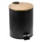 Coș de Gunoi Metalic, Model Necunoscut, Capac Bambus, Negru Mat, Capacitate 5L
