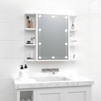 vidaXL Dulap cu oglindă și LED, alb, 70x16,5x60 cm foto