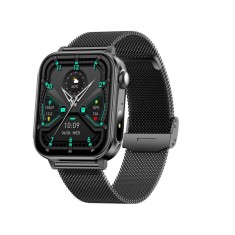 iSEN V96 Smartwatch, Negru, 1.83 HD, Ritm Cardiac, Tensiune Arteriala, Oxigen in Sange (SpO2), Functie Apel, 280 mAh, IP67, Curea Metal, Aplicatia DaF