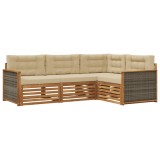 vidaXL Set de canapele de exterior cu pernă 4 pcs Natural și Bej 3383291