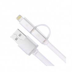 Cablu de date Remax 2 in 1 usb pentru Lightning iphone/ipad si micro usb 1m, argintiu foto