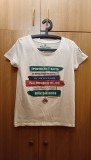 Tricou suporter femei Rapid Viena, M, Alb, Casual, Imprimeu grafic