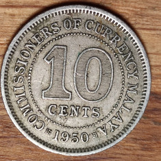 Malaya britanica -moneda coloniala istorica- 10 cents 1950 - George VI -superba!