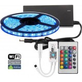 Banda cu leduri de interior Wireless Light Strip LED RGB TarTek T2, 2m, control inteligent WIFI si telecomanda