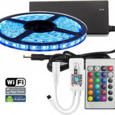 Banda cu leduri de interior Wireless Light Strip LED RGB TarTek T5, 5m, control inteligent WIFI si telecomanda