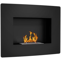 HOMCOM Șemineu pe Bioetanol 0,9L pentru Durată de 3,3 Ore, Șemineu &Icirc;ncorporabil din Oțel și Sticlă, 66x16x52 cm, Negru | Aosom Romania
