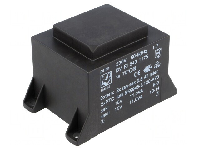 Transformator &icirc;ncapsulat 22VA 230V 15V PCB