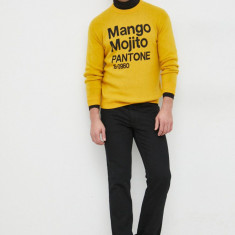 United Colors of Benetton pulover din amestec de lana X Pantone barbati, culoarea galben, light