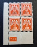 Protectoratul Boemiei și Moraviei(1943) - Bloc (Taxă de Serviciu) 80h cu Margine și Dată de Tipar "2-43" (MINT / Neștampilat) CLK1