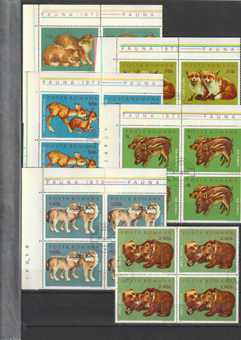 PUI DE ANIMALE SALBATICE ( LP 785 ) 1973 OBLITERATA BLOC DE 4