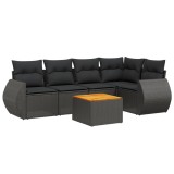 Cumpara ieftin Set mobilier de gradina cu perne, 6 piese, negru, poliratan