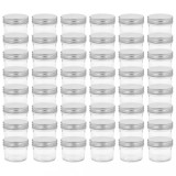 Borcane din sticla pentru gem, capac argintiu, 48 buc, 110 ml