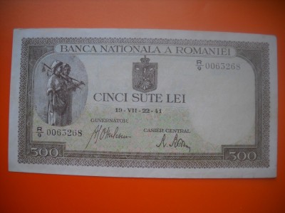 HOPCT ROMANIA 500 LEI 1941 AUNC / UNC -22 IULIE [ 1 ] foto