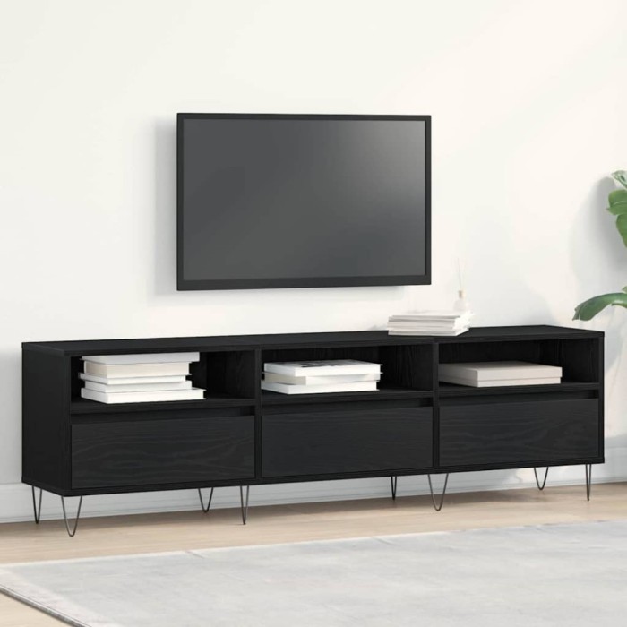 vidaXL Dulap TV, stejar negru, 150x30x44,5 cm, lemn prelucrat