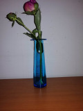 Vaza flori sticla albastra cilindrica 19 cm