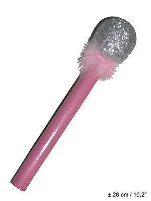 Microfon petrecere fetite argintiu/roz, 26 cm - Cod 60461
