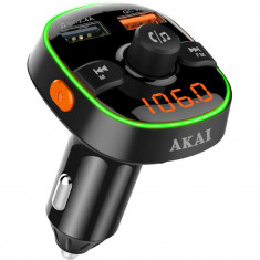 Modulator FM Akai FMT-52BT, Bluetooth, USB, functie incarcator telefon, microfon incorporat, afisaj LED Automotive TrustedCars foto