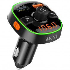Modulator FM Akai FMT-52BT Bluetooth USB Functie Incarcator Telefon Microfon Incorporat Afisaj Led 160321-4