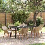 VidaXL Set de dining pentru grădină , 7 piese, Bej Rattan Poly
