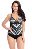 SW1451-1122 Costum de baie tankini din doua piese cu top monocrom si chilot clasic, S/M