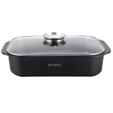 Tava roaster pentru cuptor cu capac termorezistent Royalty Line Rl-ACR34, 6.5 L, marmorata, neagra