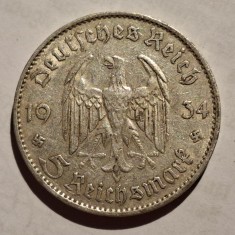 Germania Nazista 5 reichsmark 1934 F argint foto