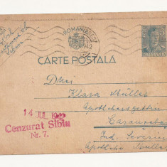 R1 Romania - Carte postala CENZURATA , CARANSEBES-SIBIU, circulata 1942