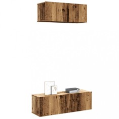 vidaXL Set dulap TV 2 piese montat pe perete lemn vechi lemn prelucrat 3329005