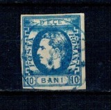 1869 - Carol I cu favoriți, 10 bani, stampilat